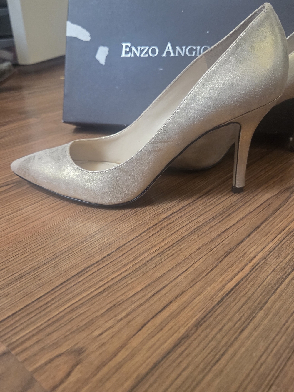 Enzo Angiolini Metallic Gold Pointed Toe Stiletto Pumps